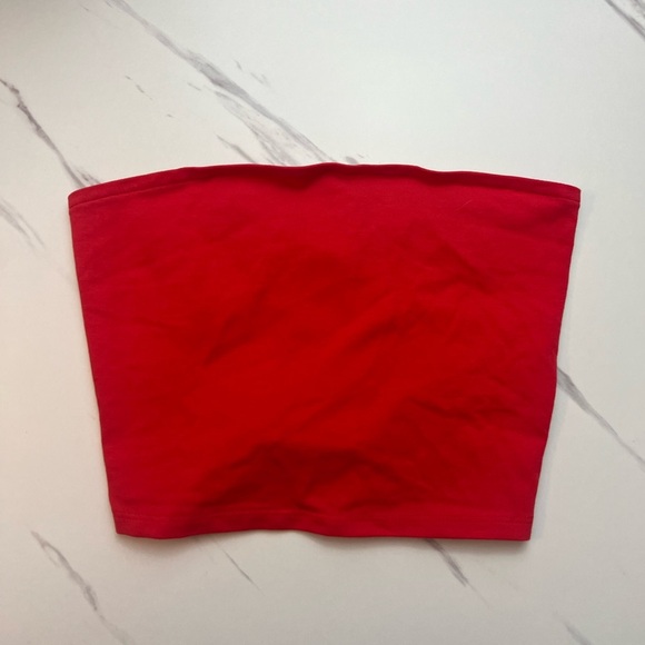 Double Zero Red Strappy Tie Back Tube Top - Picture 3 of 5